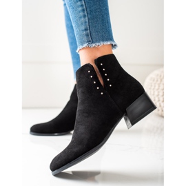 Sergio Leone Botines de ante con circonita cúbica negro 3