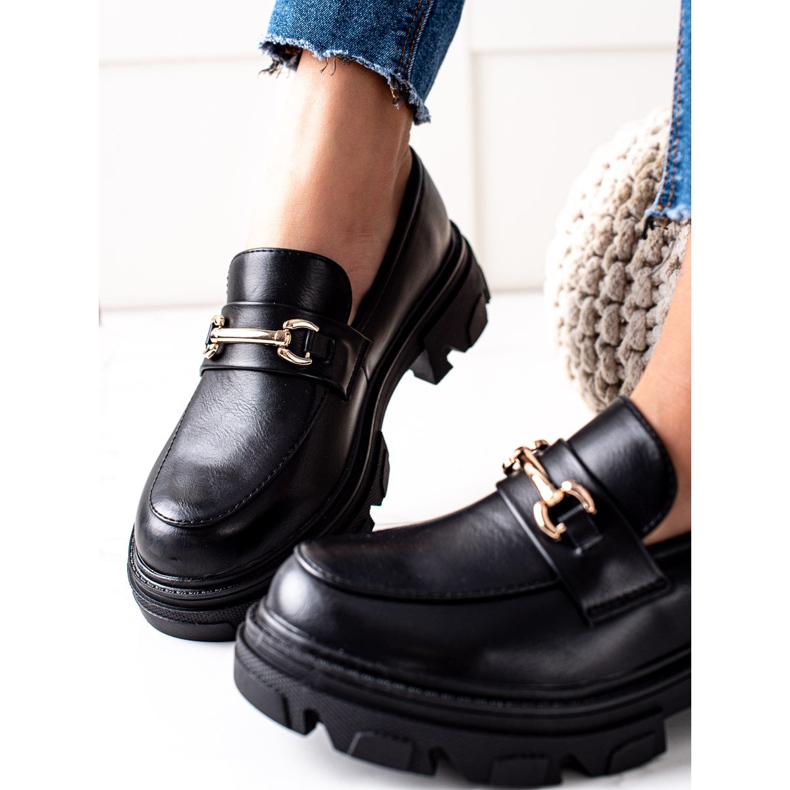 Diamantique Mocasines de piel ecológica negro 2