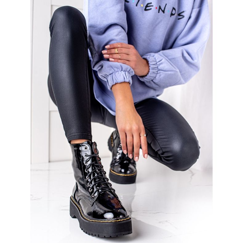 Goodin Botines lacados en la plataforma negro 1