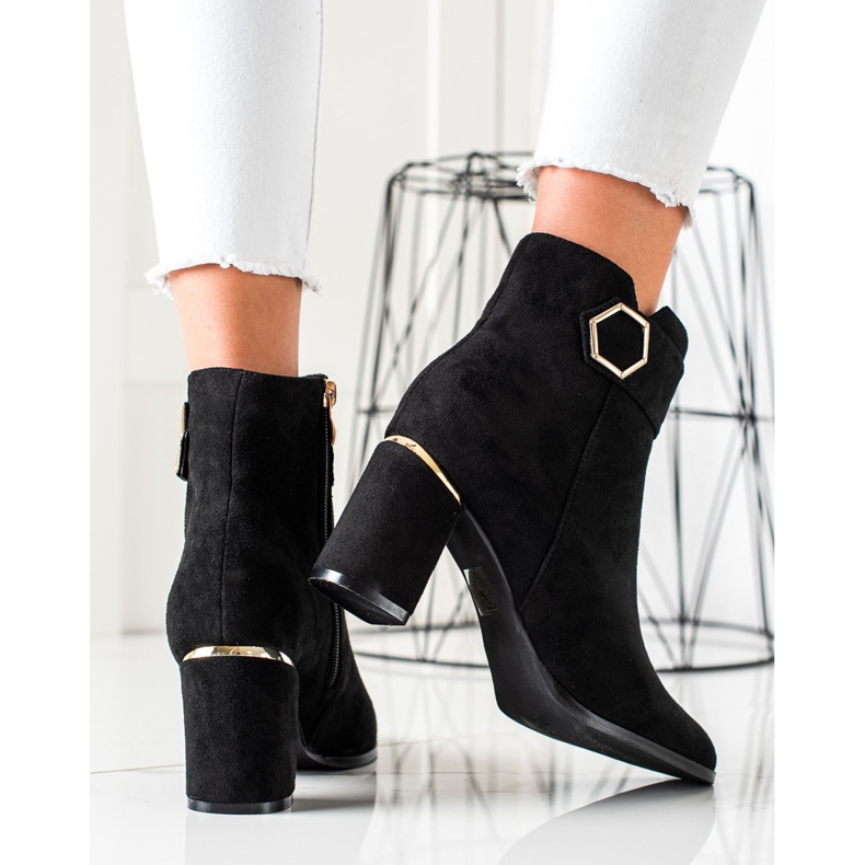 Goodin Botas elegantes con inserciones doradas negro 1