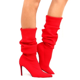 Botas altas calcetín rojo con stilettos AT-0656-L Rojo 1 Botas altas calcetín rojo con stilettos AT-0656-L Rojo 1