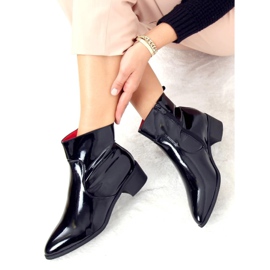 Botines de tacón bajo lacados negros F5790 5