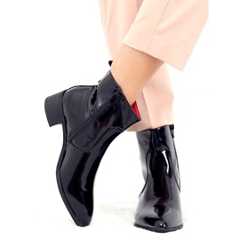 Botines de tacón bajo lacados negros F5790 4