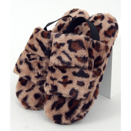 Zapatilla de piel de mujer con lunares N-92 Leopard beige marrón 1