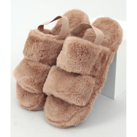 Pantuflas mujer piel beige oscuro N-92 marrón 1