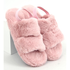 Pantuflas de piel para mujer, rosa sucio N-92 Pink 1