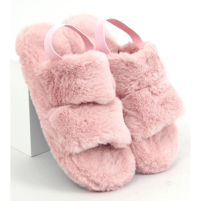 Pantuflas de piel para mujer, rosa sucio N-92 Pink rosado 1