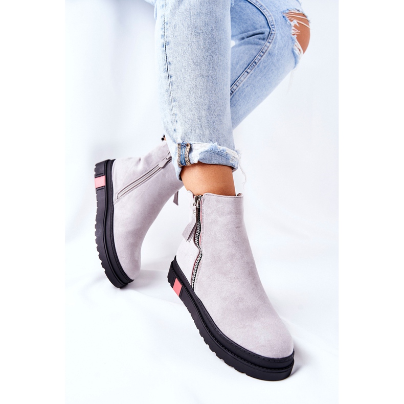 PS1 Botas Suede Booties Jodhpur en la plataforma Grey Nessa gris 1