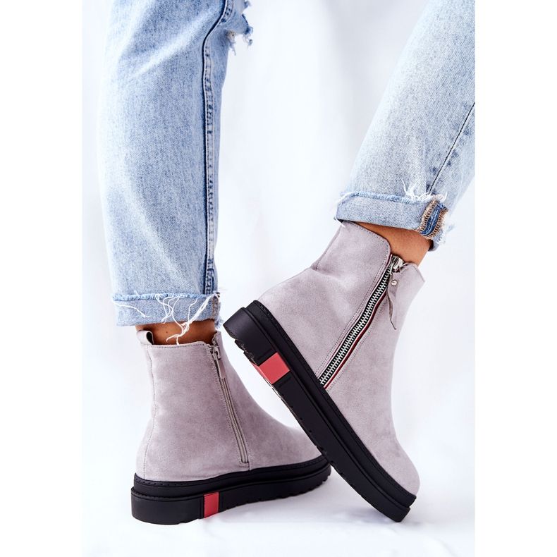 PS1 Botas Suede Booties Jodhpur en la plataforma Grey Nessa gris 2