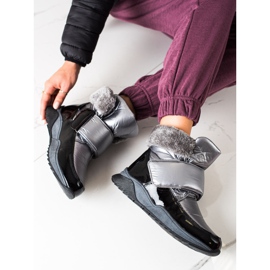 S. BARSKI Botas de nieve con pelo de S.BARSKI negro plata 5
