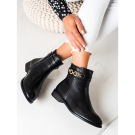 Goodin Botas con cadena de oro negro 1