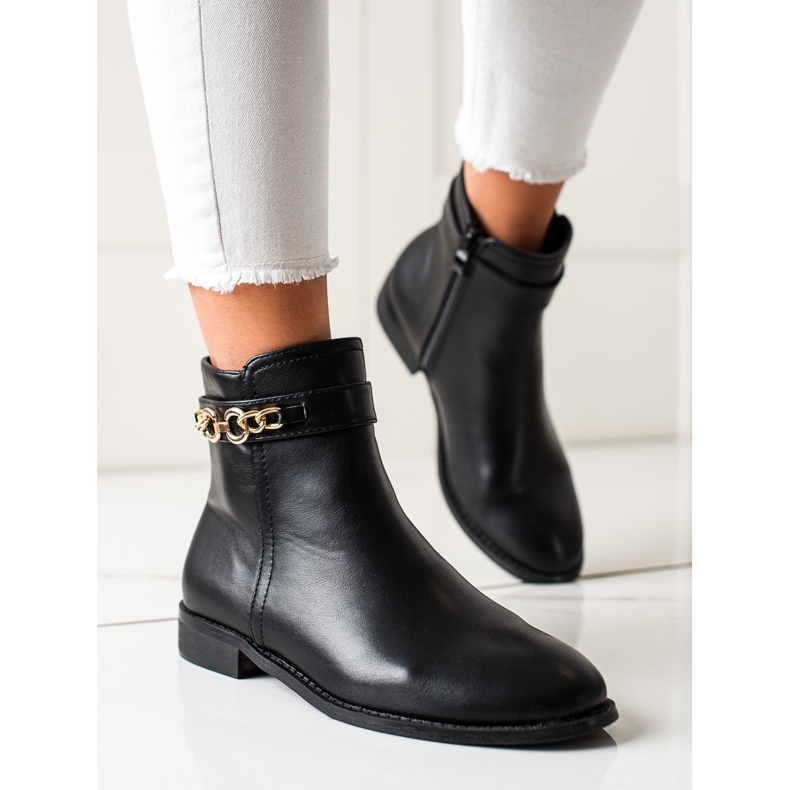 Goodin Botas con cadena de oro negro 2