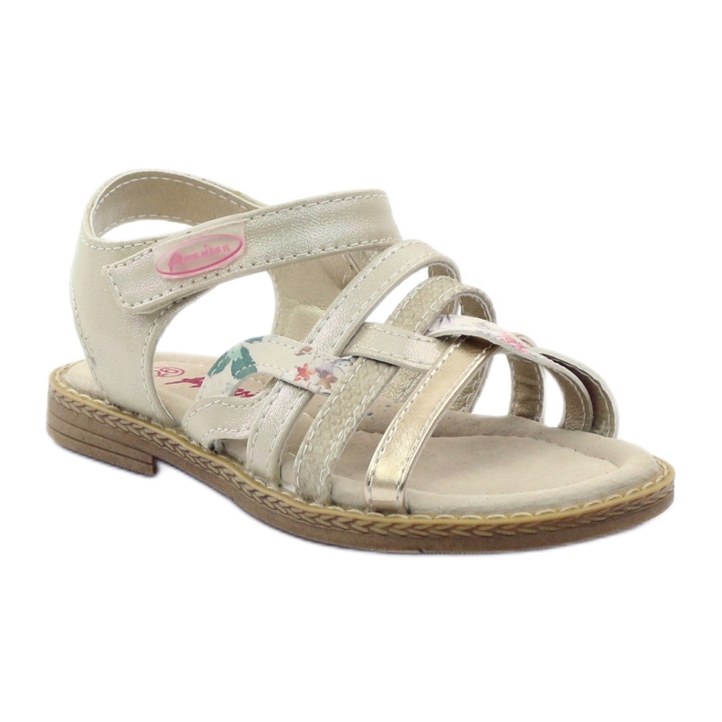 American Club Sandalias americanas chicas para velcro 15079 beige/oro 1