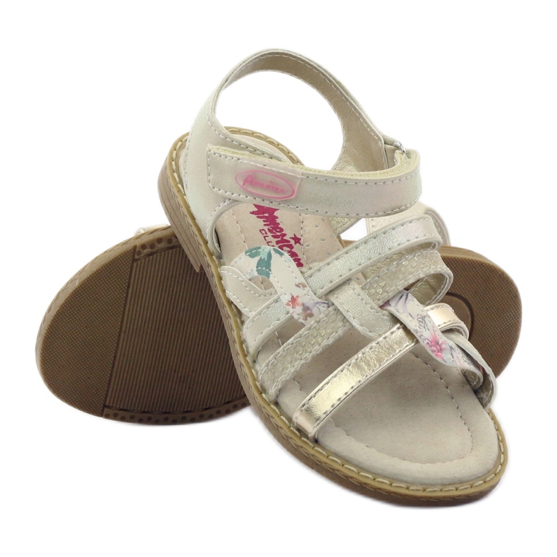 American Club Sandalias americanas chicas para velcro 15079 beige/oro 3