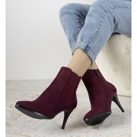 Botas burdeos con tacón Varela rojo 1