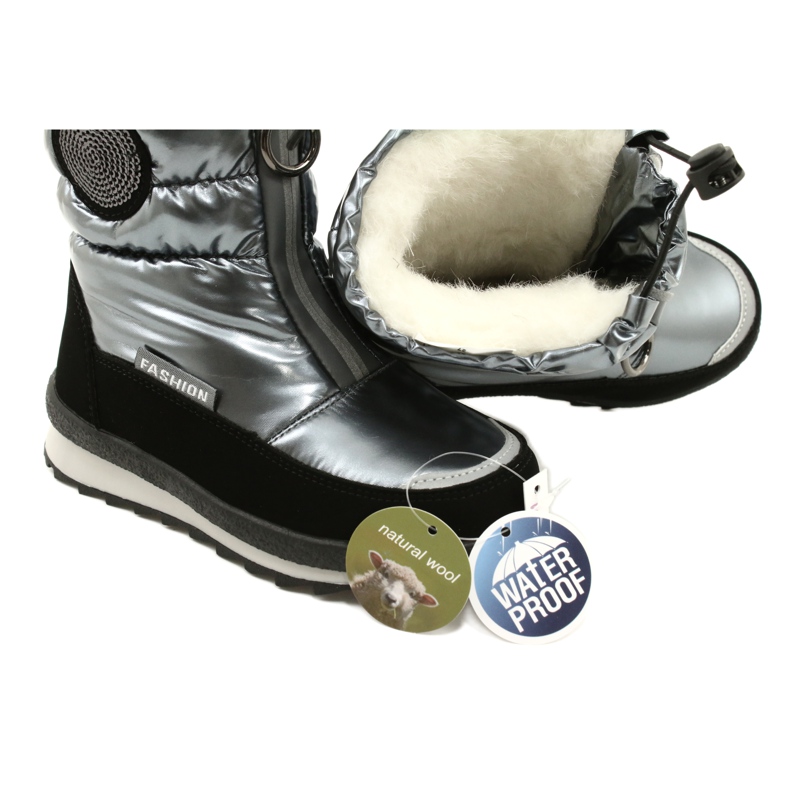 Evento Botas de Nieve Botas hasta la Rodilla para Niños Miss❤E 21DZ23-4324 Gris negro plata 8