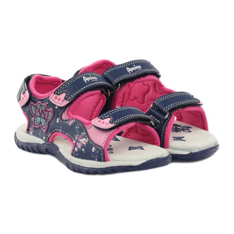 American Club Sandalias deportivas Granat American 6353 azul marino azul rosado 4