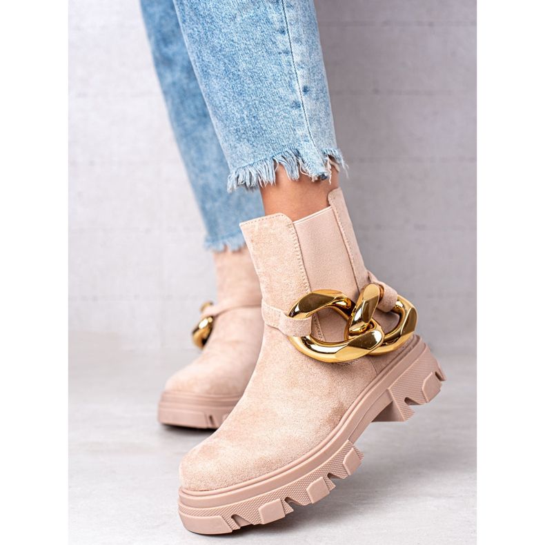 S. BARSKI Botas de ante en la plataforma S.BARSKI beige 1