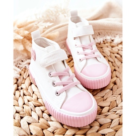 Zapatillas Altas Infantiles Con Velcro Big Star II374014 Blanco rosado 3