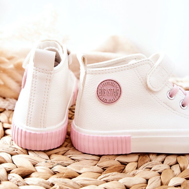 Zapatillas Altas Infantiles Con Velcro Big Star II374014 Blanco rosa 1