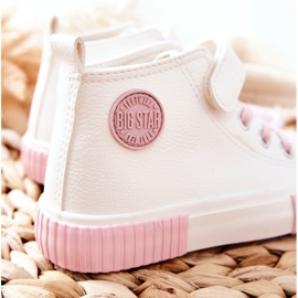Zapatillas Altas Infantiles Con Velcro Big Star II374014 Blanco rosado 4