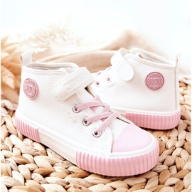 Zapatillas Altas Infantiles Con Velcro Big Star II374014 Blanco rosado 6