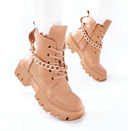 FB2 Botas de Cuero Trabajadores Beige Izzy marrón caqui 5