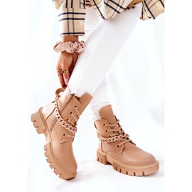 FB2 Botas de Cuero Trabajadores Beige Izzy marrón caqui 6