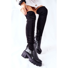 Botas de piel Maciejka Krokodyl Black 05260-01 negro 2