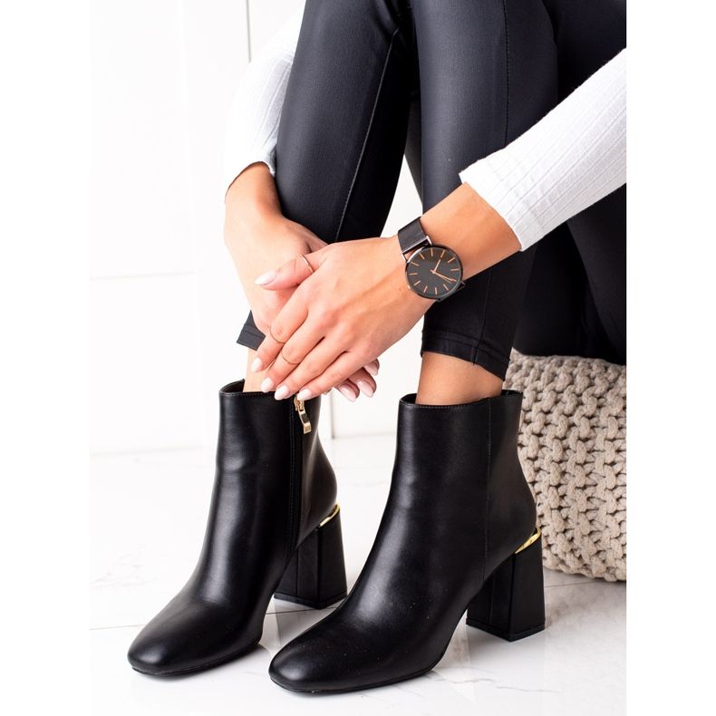 Diamantique Botas elegantes con inserto dorado negro 1