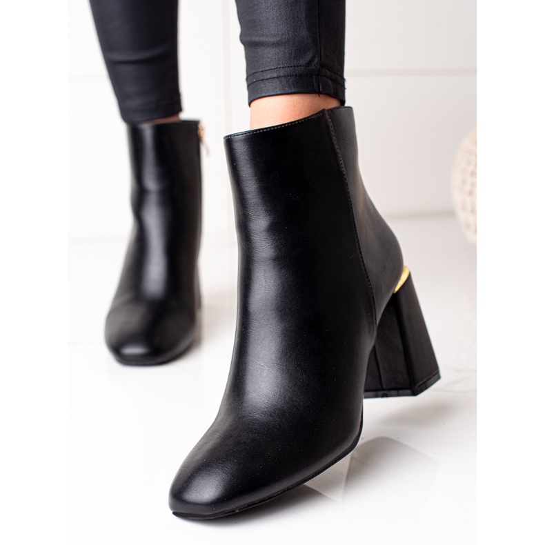 Diamantique Botas elegantes con inserto dorado negro 2