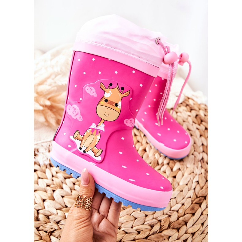Botas de agua de goma para niños Fuchsia Glynnal Giraffe rosado 1 Botas de agua de goma para niños Fuchsia Glynnal Giraffe rosado 1