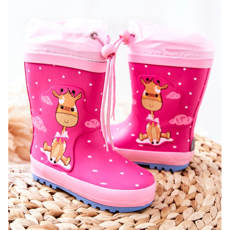 Botas de agua de goma para niños Fuchsia Glynnal Giraffe rosado 2 Botas de agua de goma para niños Fuchsia Glynnal Giraffe rosado 2