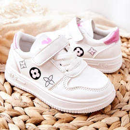 Calzado deportivo infantil con velcro en Aletris blanco y rosa rosado 5