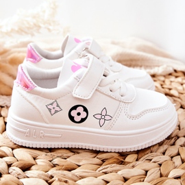 Calzado deportivo infantil con velcro en Aletris blanco y rosa rosado 4