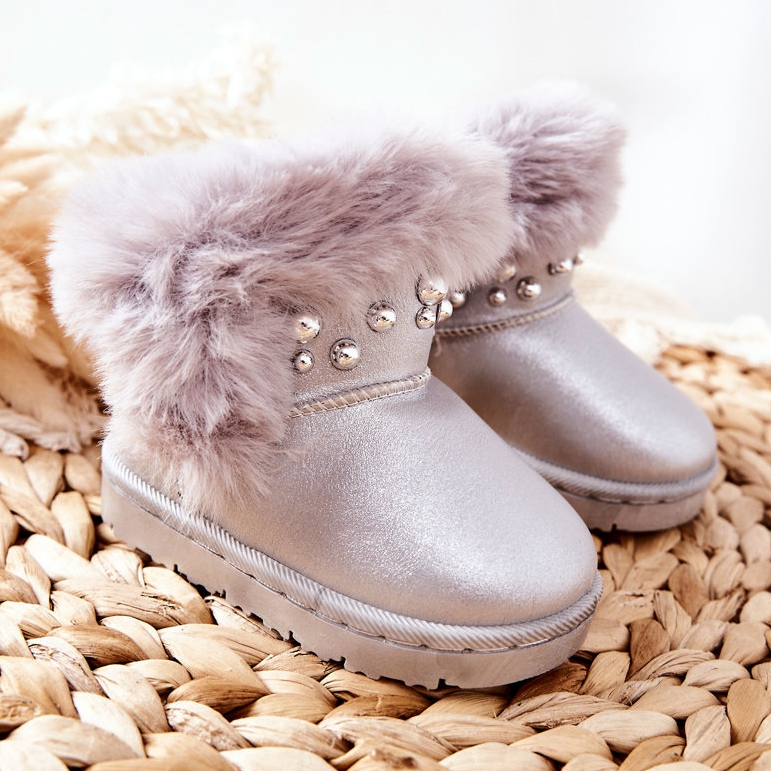 FR1 Botas de nieve para niños calentadas con piel Silver Bonni plata 1