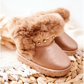 FR1 Botas de nieve para niños con piel Rosa Dorado Bonni rosado 2