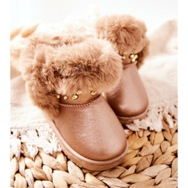 FR1 Botas de nieve para niños con piel Rosa Dorado Bonni rosado 3