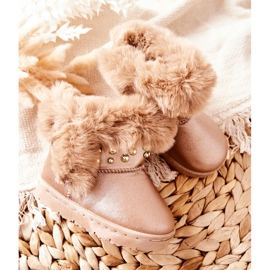 FR1 Botas de nieve para niños con piel Rosa Dorado Bonni rosado 4