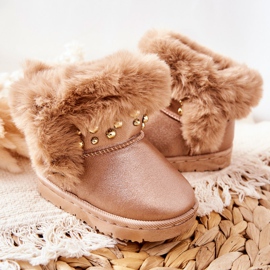 FR1 Botas de nieve para niños con piel Rosa Dorado Bonni rosado 6