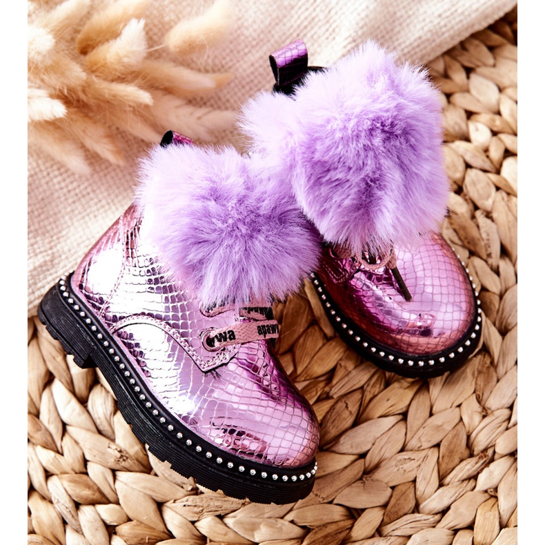 PA1 Botas de Abrigo Infantil Con Piel Violeta Rosea 1