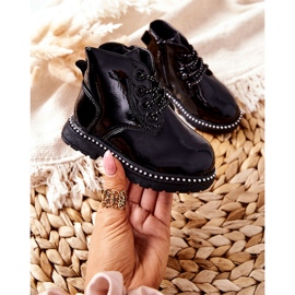 PA1 Bota Infantil Piel Lacada Negro Maris 2