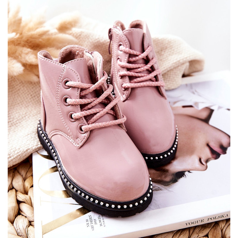 PA1 Bota Infantil Piel Lacada Rosa Maris 1