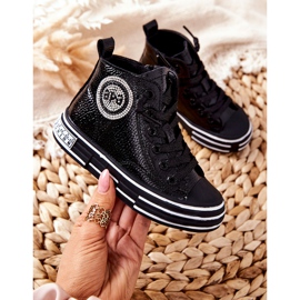 PA1 Deportivas Infantiles Lacadas Altas Con Cremallera Negra Evia negro 5