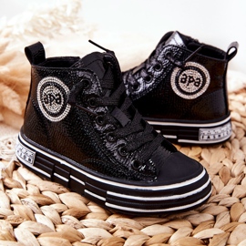 PA1 Deportivas Infantiles Lacadas Altas Con Cremallera Negra Evia negro 4