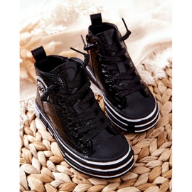 PA1 Deportivas Infantiles Lacadas Altas Con Cremallera Negra Evia negro 1