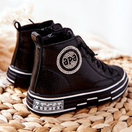PA1 Deportivas Infantiles Lacadas Altas Con Cremallera Negra Evia negro 2