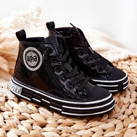 PA1 Deportivas Infantiles Lacadas Altas Con Cremallera Negra Evia negro 6
