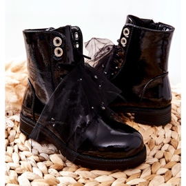 S.Barski Botines Infantiles Lacado Cálido Negro Semissa 2
