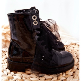 S.Barski Botines Infantiles Lacado Cálido Negro Semissa 4